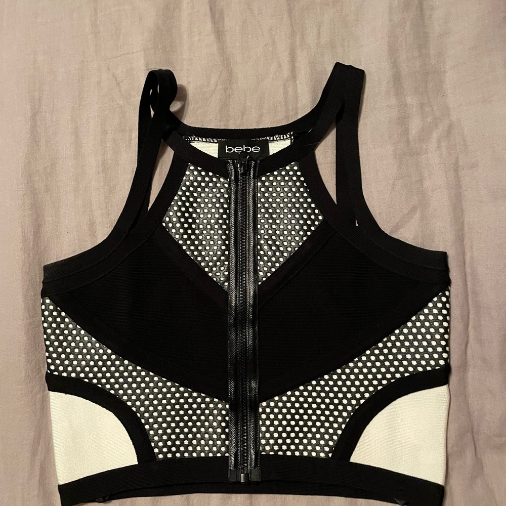 Bebe Black and White crop top